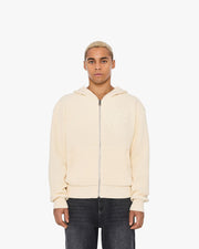 V-LOGO KNIT ZIP HOODIE BEIGE