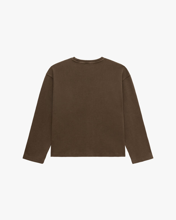 ACID WASHED WAFFLE LONGSLEEVE BROWN