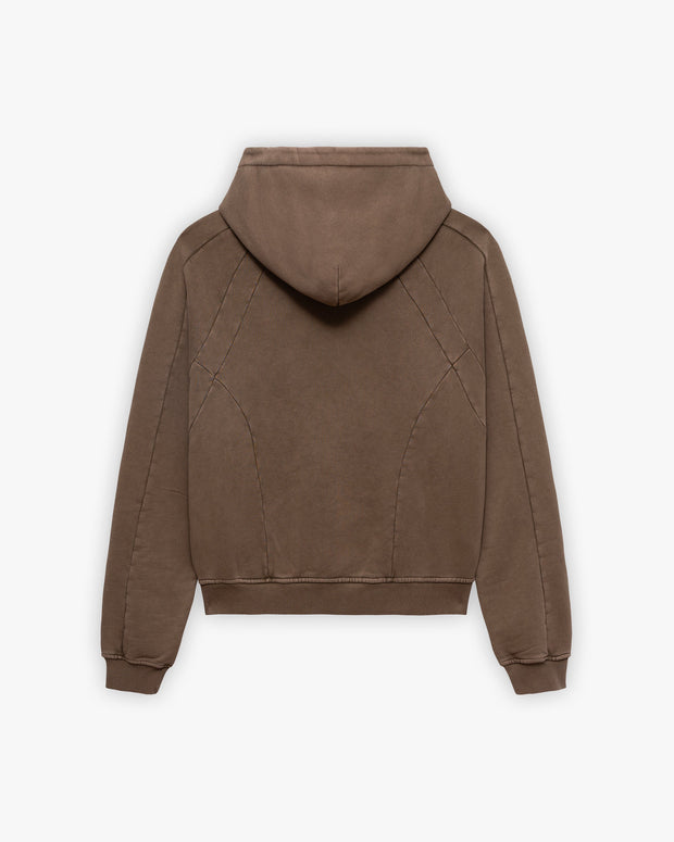 ACID WASHED HOODIE BROWN