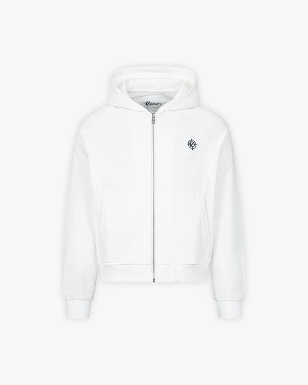 INSIDE OUT ZIP HOODIE WHITE