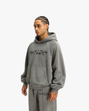 ACID WASHED HOODIE LIGHT GREY