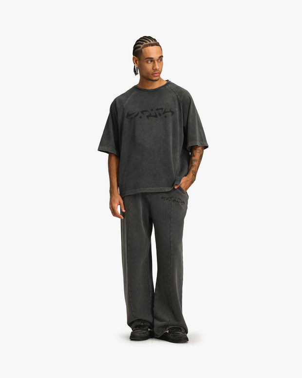ACID WASHED TEE DARK GREY