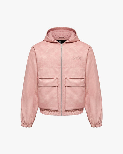 SCRIPT LOGO LEATHER JACKET VINTAGE PINK