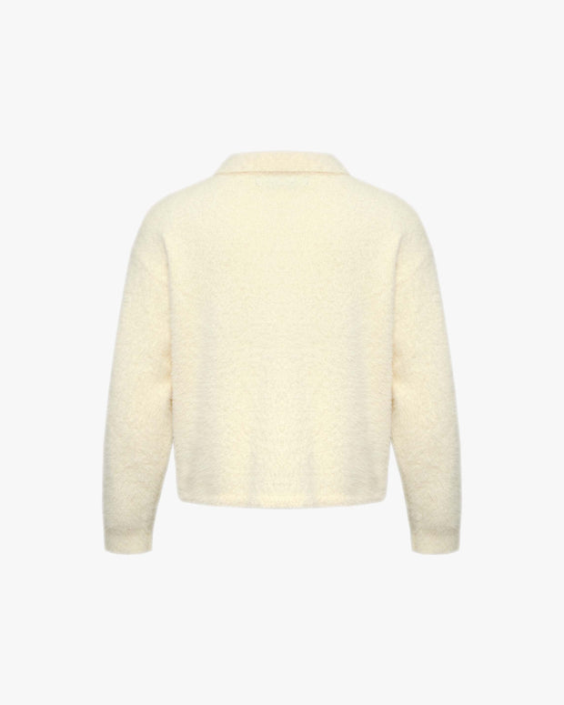 FAUX MINK POLO SWEATER CREAM