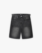 STONE WASHED DENIM JORTS