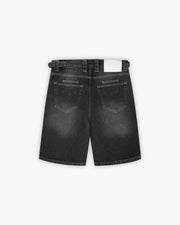 STONE WASHED DENIM JORTS