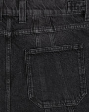 WASHED BLACK DENIM CARGO JORTS