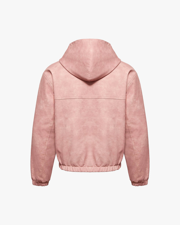SCRIPT LOGO LEATHER JACKET VINTAGE PINK