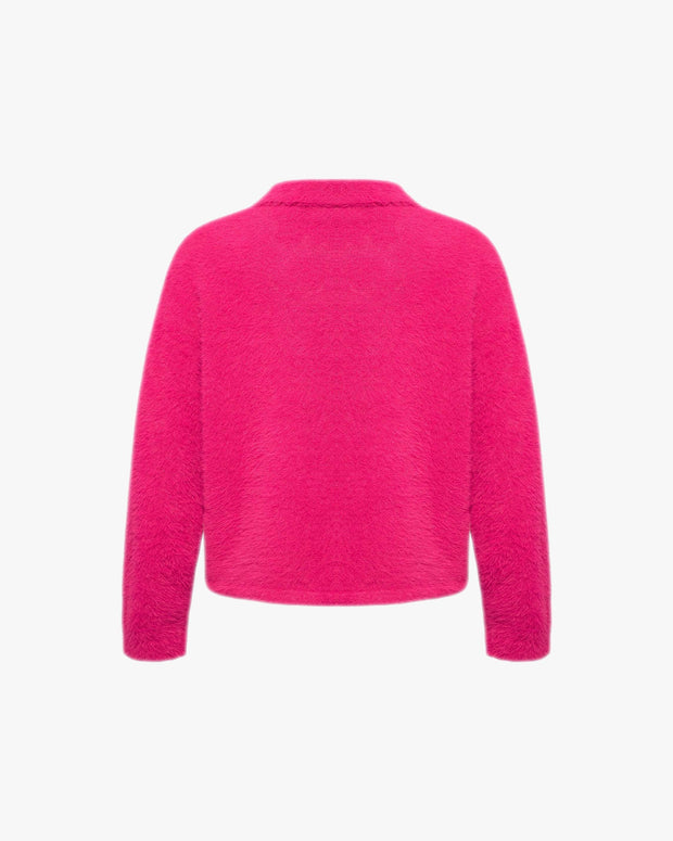 FAUX MINK POLO SWEATER FLAMINGO