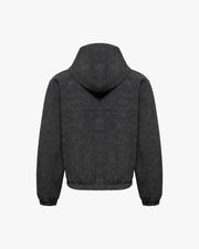SCRIPT LOGO LEATHER JACKET TAR BLACK