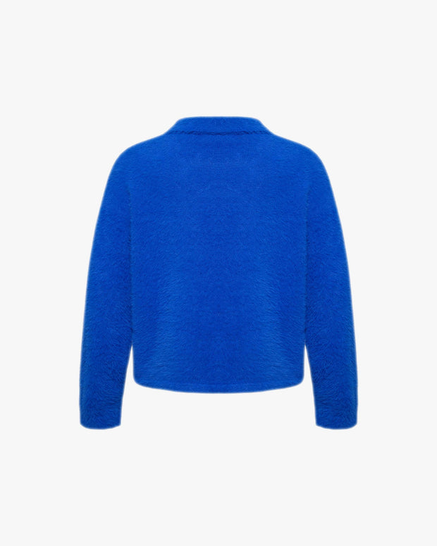 FAUX MINK POLO SWEATER ROYAL BLUE