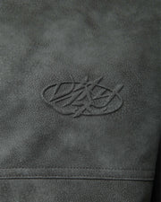 SCRIPT LOGO LEATHER JACKET GREY