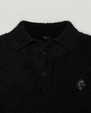FAUX MINK POLO SWEATER BLACK