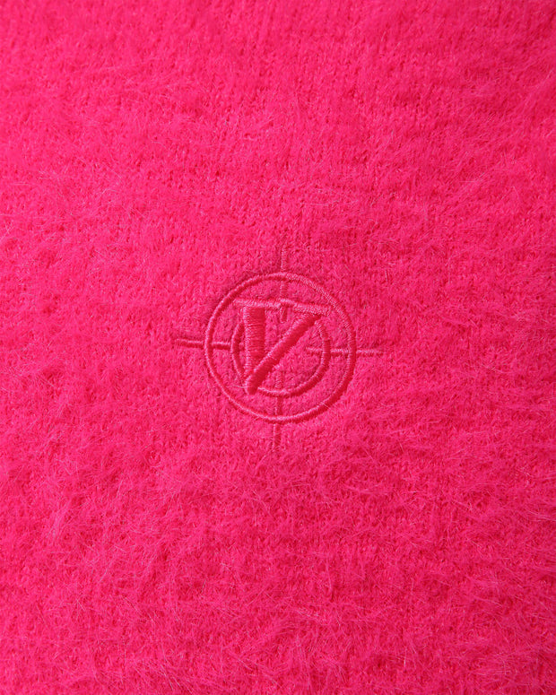 FAUX MINK POLO SWEATER FLAMINGO