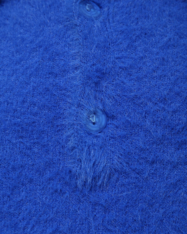 FAUX MINK POLO SWEATER ROYAL BLUE
