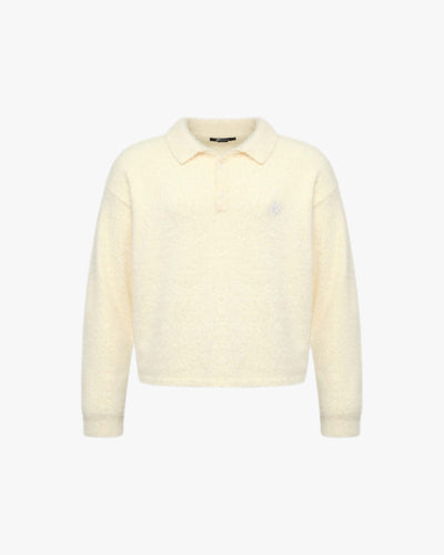 FAUX MINK POLO SWEATER CREAM