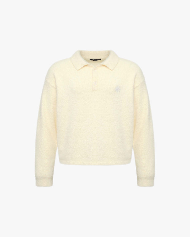 FAUX MINK POLO SWEATER CREAM
