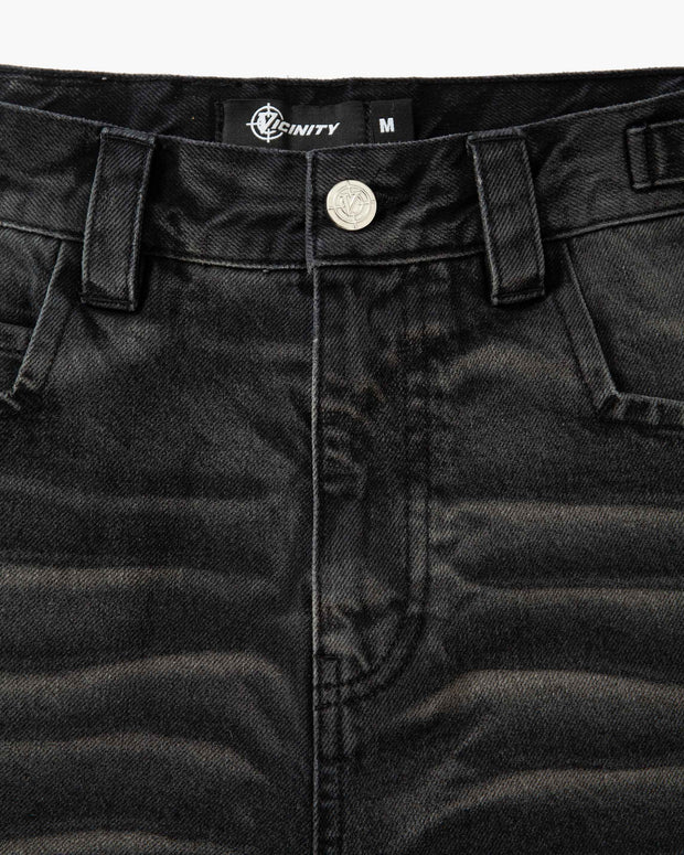 FADED BLACK DENIM JORTS