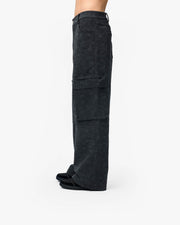 SCRIPT LOGO LEATHER PANTS TAR BLACK