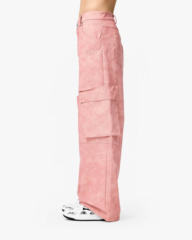 SCRIPT LOGO LEATHER PANTS VINTAGE PINK