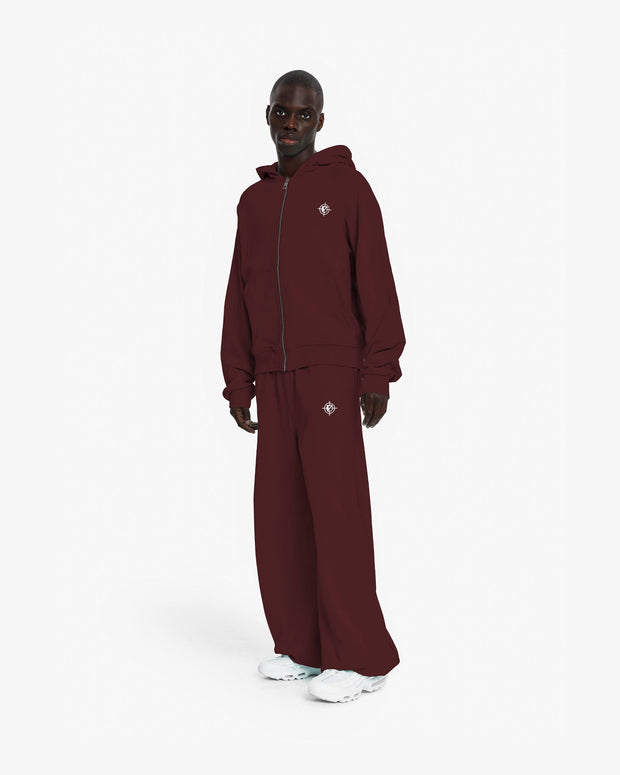 INSIDE OUT ZIP HOODIE WINE RED