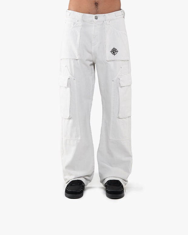 FLARED CARPENTER CARGOPANTS LIGHT GREY