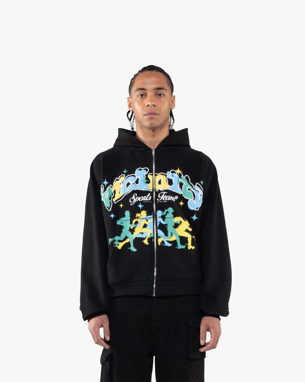 SPORTS TEAM INSIDE OUT ZIP HOODIE BLACK