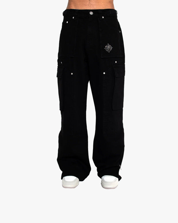 FLARED CARPENTER CARGOPANTS BLACK